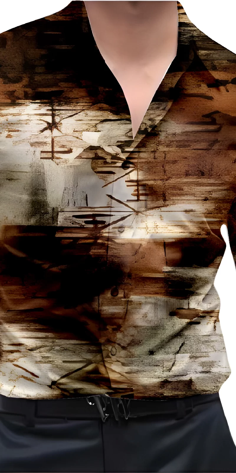 Brown And White Mens Wear Printed Shirt