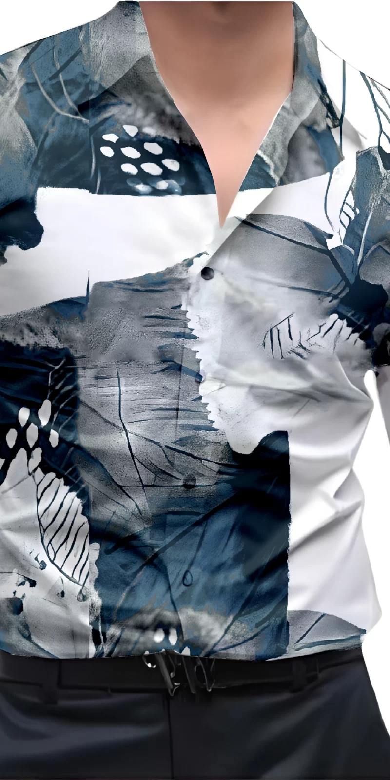 Blue And White Mens Wear Printed Shirt