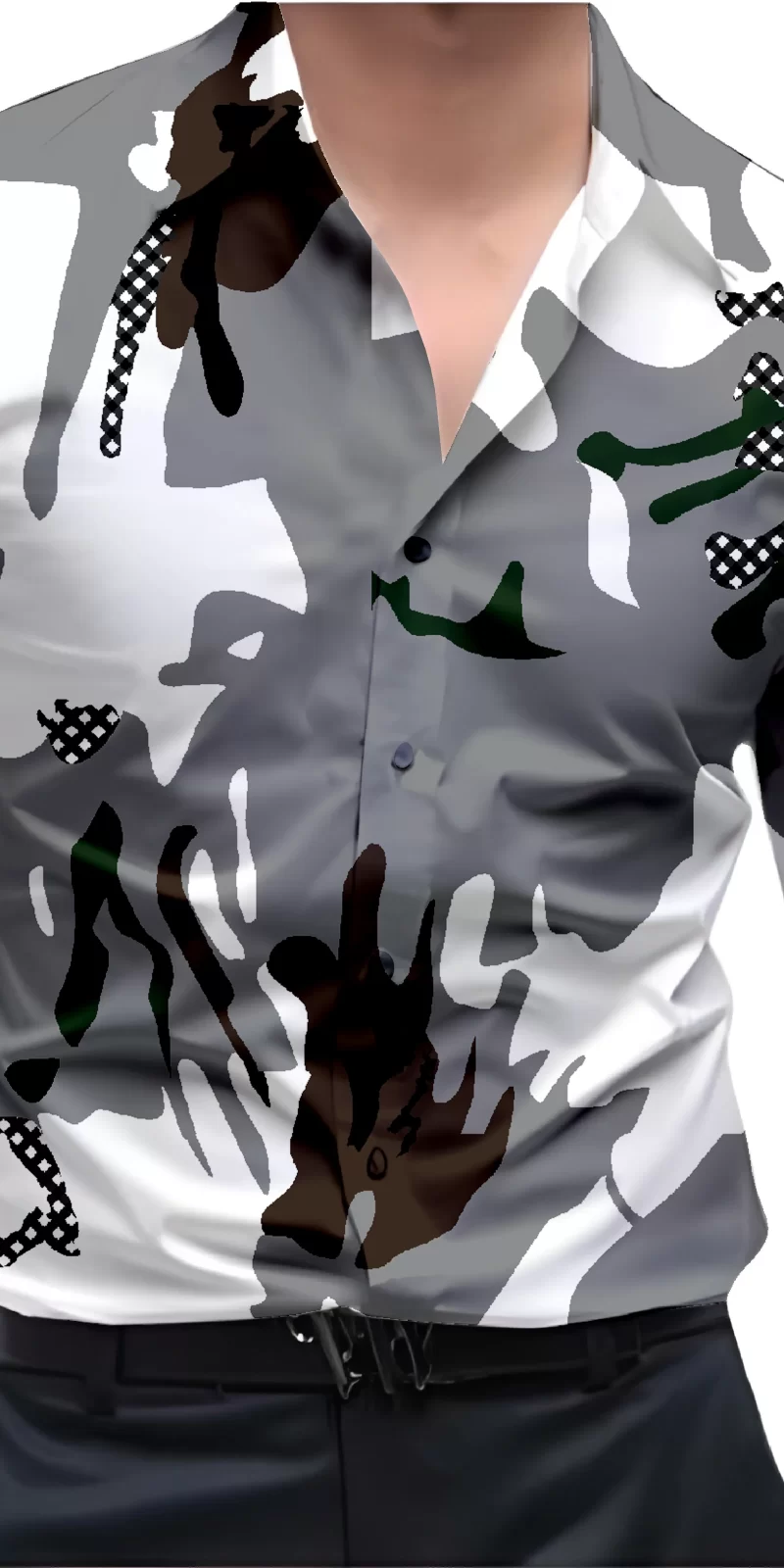 Grey And White Mens Wear Printed Shirt