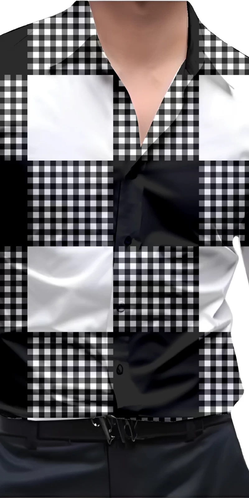 Black And White Mens Wear Printed Shirt