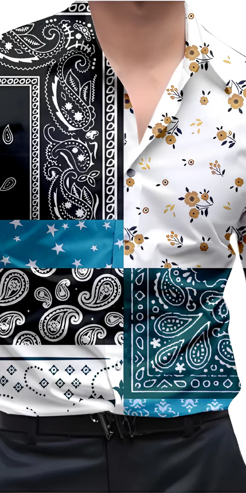 Black And White Mens Wear Printed Shirt