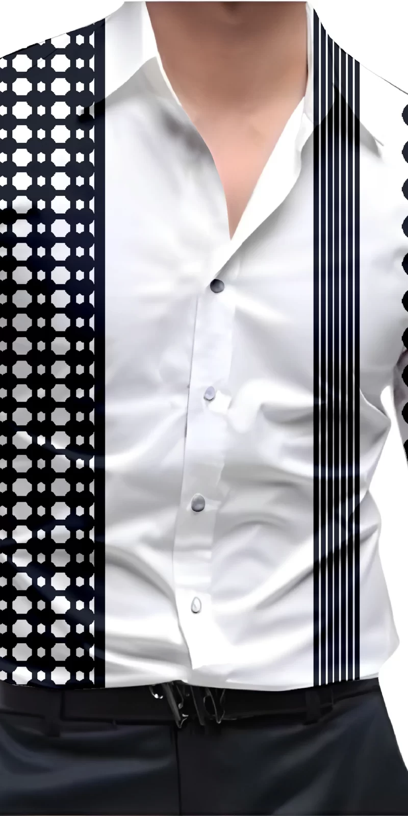 Black And White Mens Wear Printed Shirt