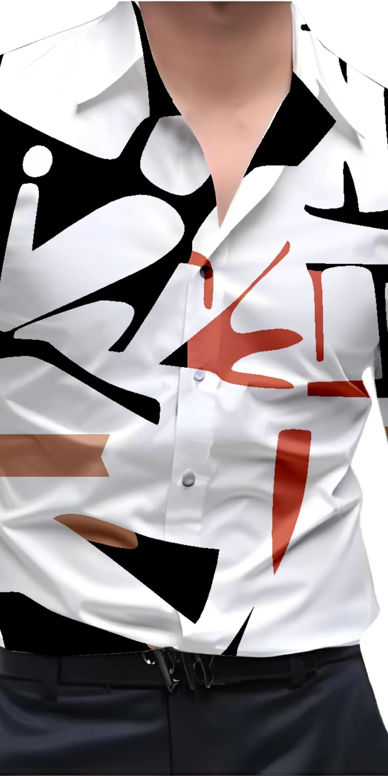 Black And White Mens Wear Printed Shirt