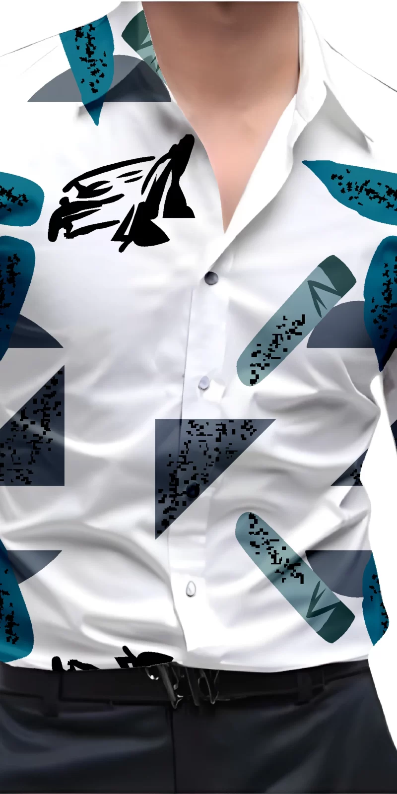 Grey And White Mens Wear Printed Shirt
