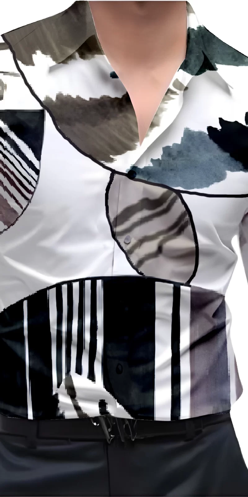 Black And White Mens Wear Printed Shirt