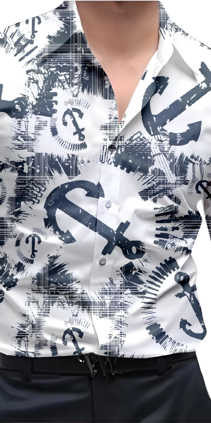 Grey And White Mens Wear Printed Shirt