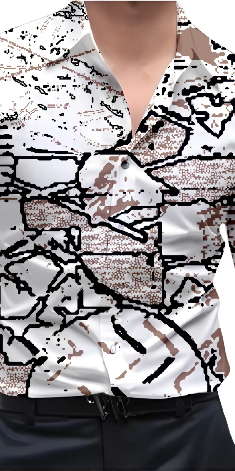 Black And White Mens Wear Printed Shirt