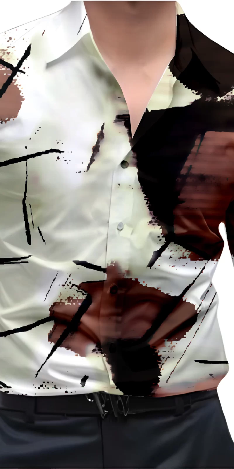 Brown And White Mens Wear Printed Shirt