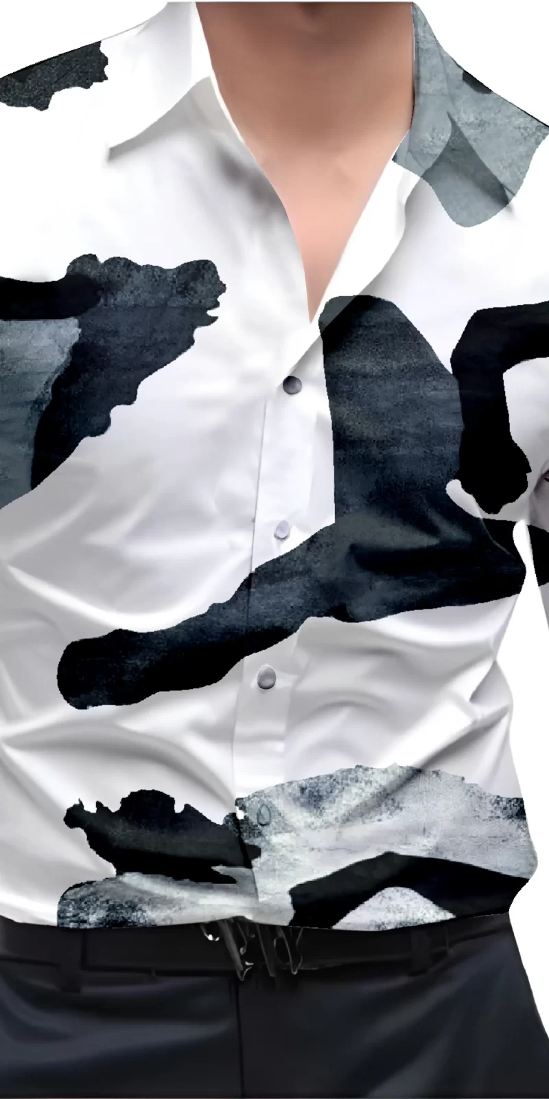 Black And White Mens Wear Printed Shirt