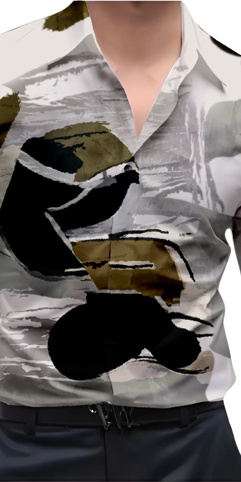 Black And White Mens Wear Printed Shirt