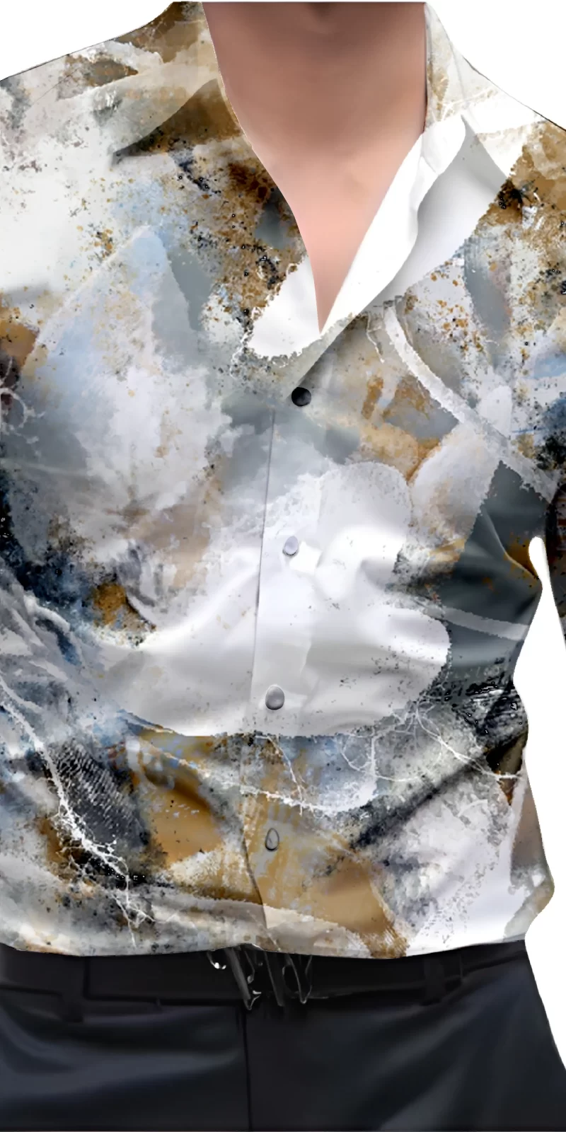 Grey And White Mens Wear Printed Shirt
