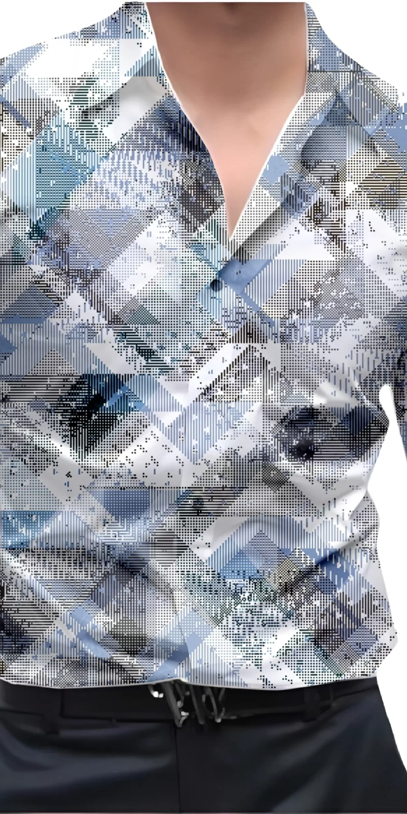 Blue And White Mens Wear Printed Shirt
