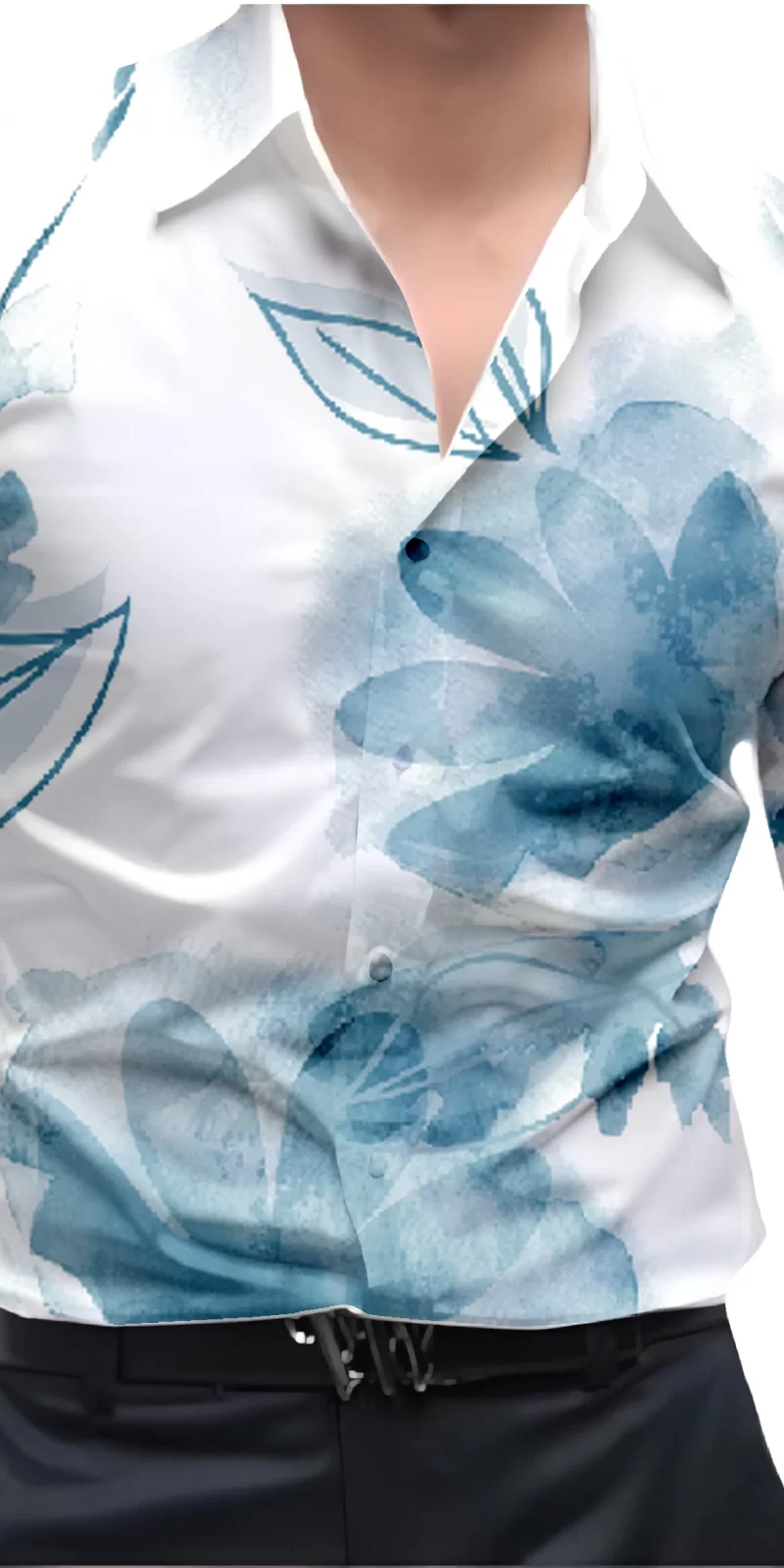Blue And White Mens Wear Printed Shirt