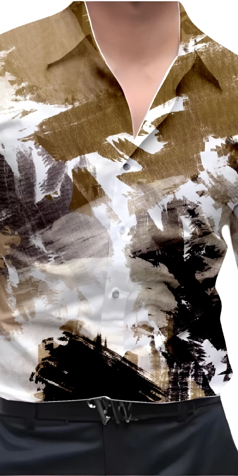 Brown And White Mens Wear Printed Shirt