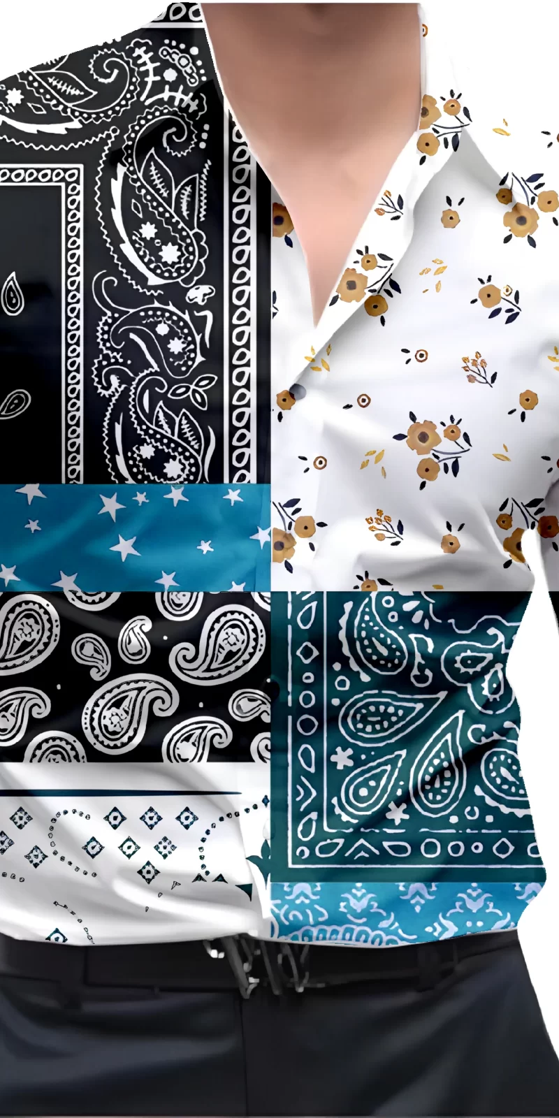 Black And White Mens Wear Printed Shirt