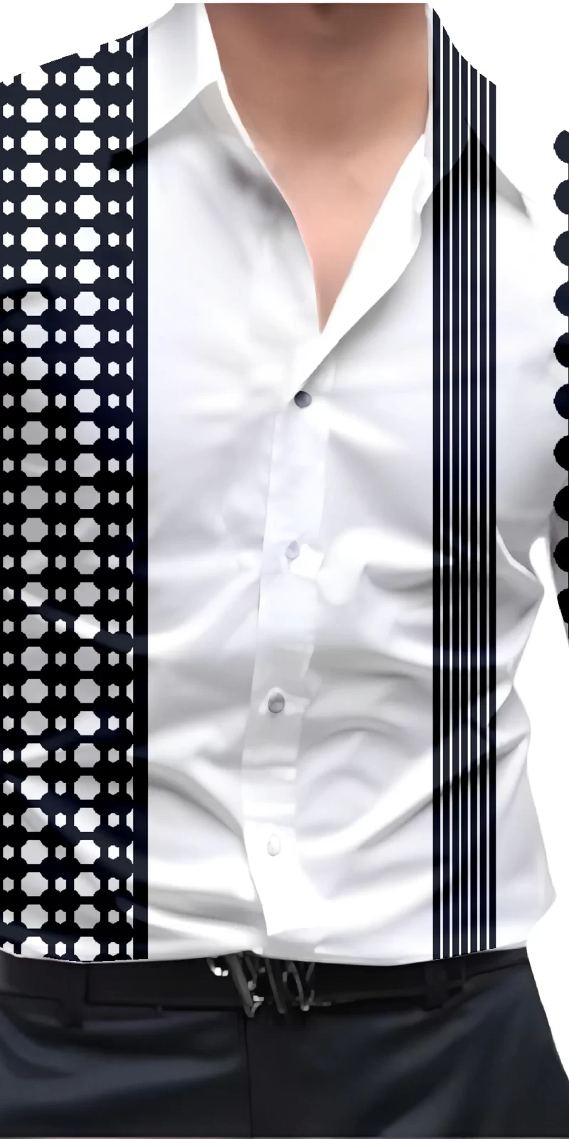 Black And White Mens Wear Printed Shirt