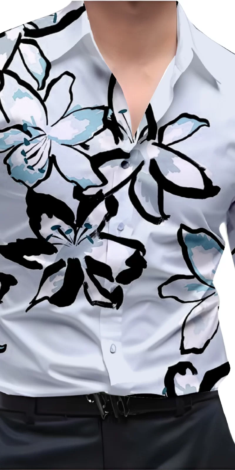Black And White Mens Wear Printed Shirt