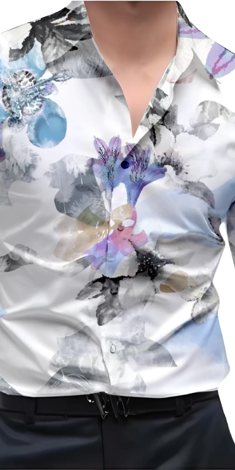 Grey And White Mens Wear Printed Shirt