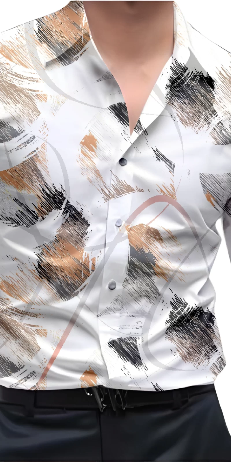 Grey And White Mens Wear Printed Shirt