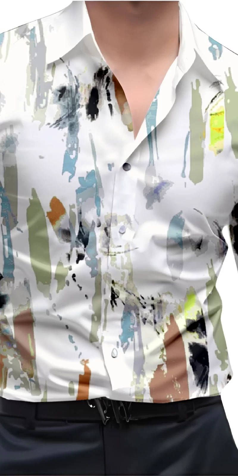 Green And White Mens Wear Printed Shirt