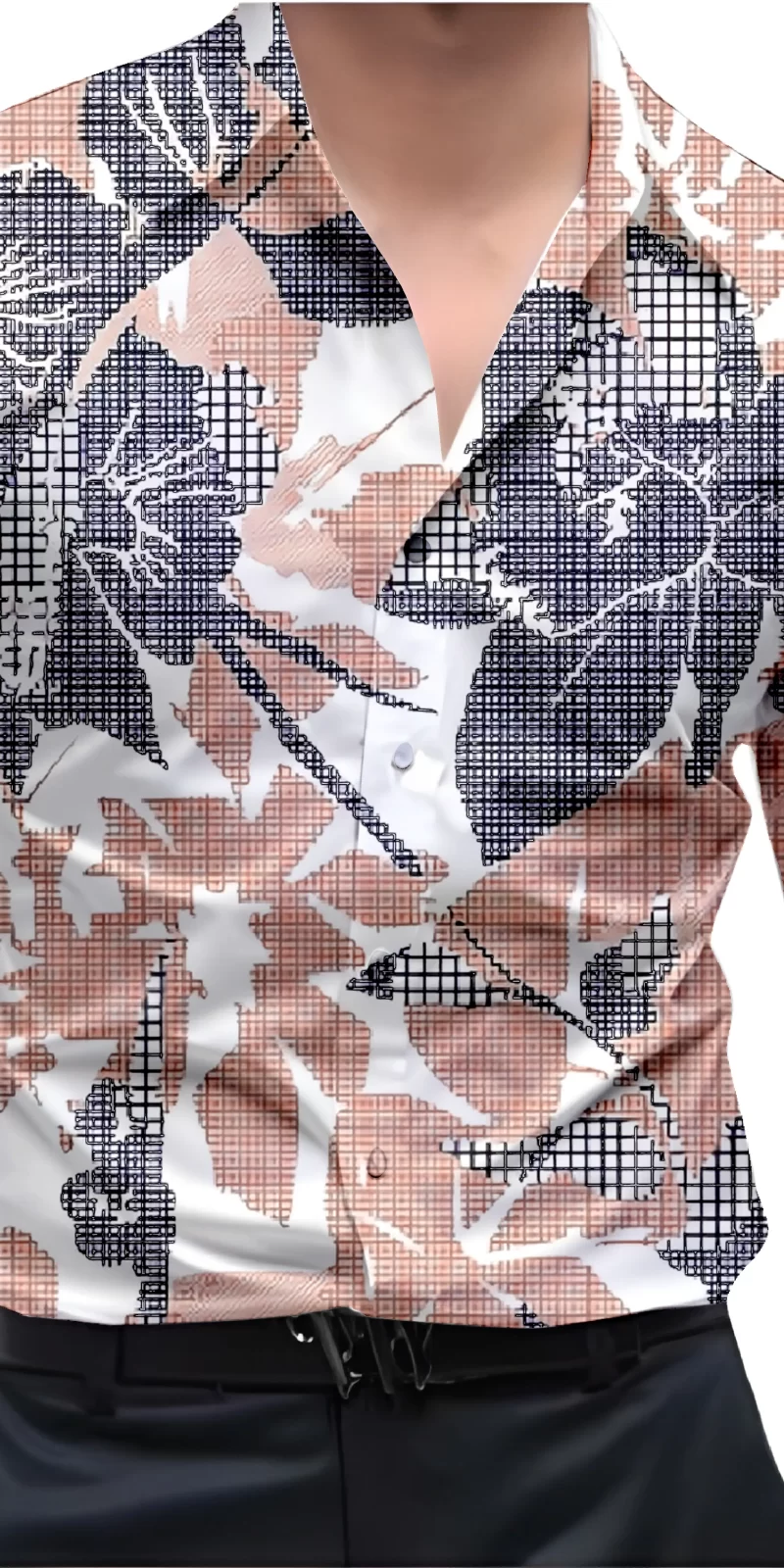 Grey And White Mens Wear Printed Shirt