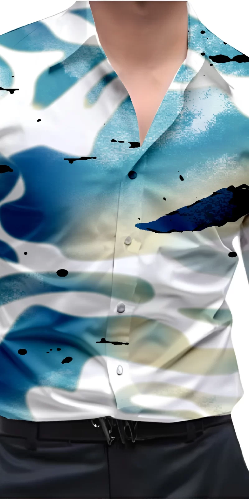 Blue And White Mens Wear Printed Shirt
