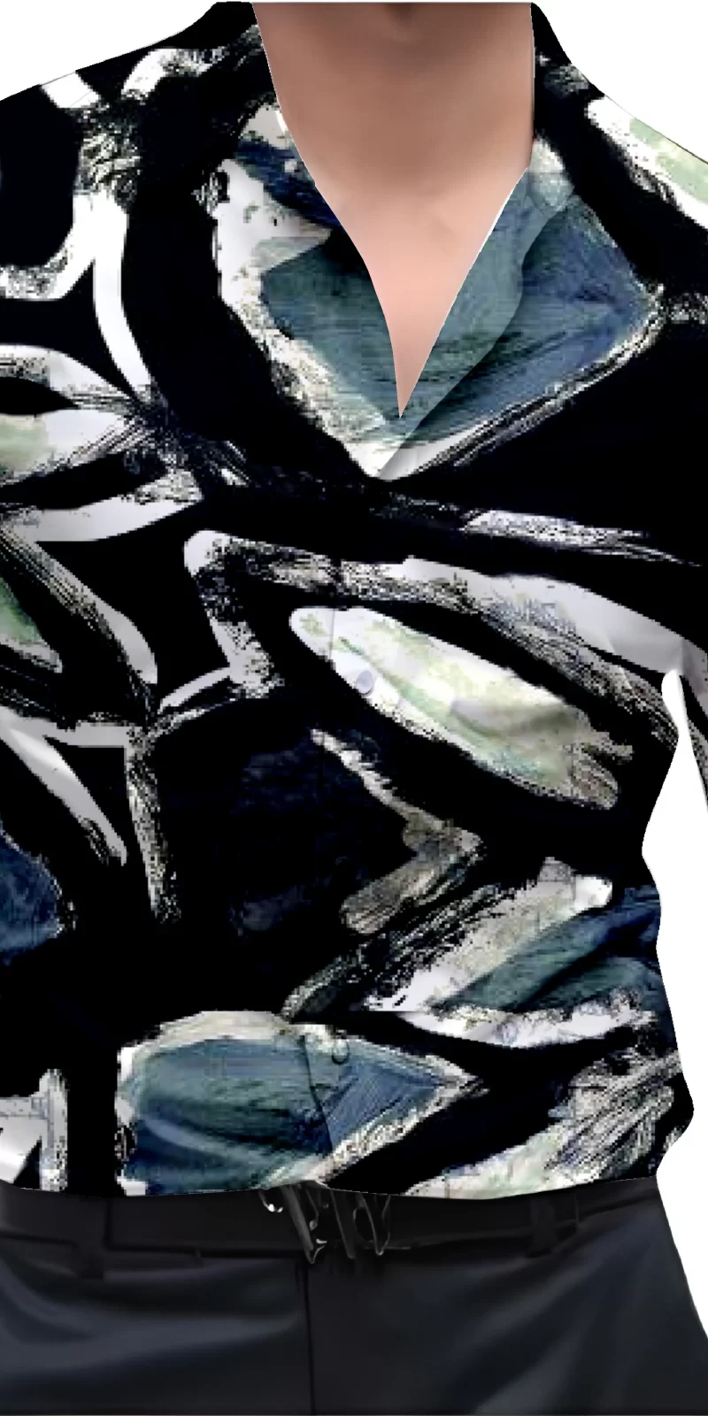 Black And White Mens Wear Printed Shirt