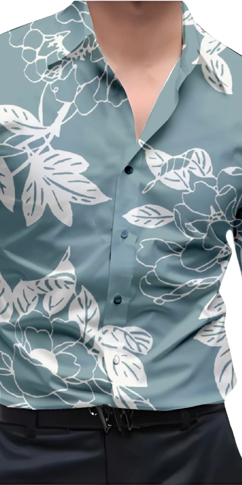Turquoise And White Mens Wear Printed Shirt