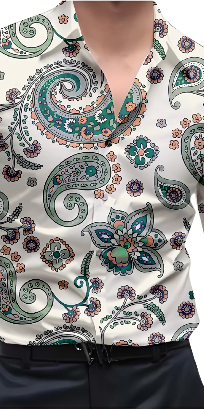 Green And White Mens Wear Printed Shirt