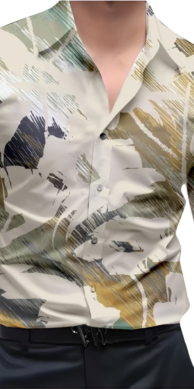 Grey And White Mens Wear Printed Shirt