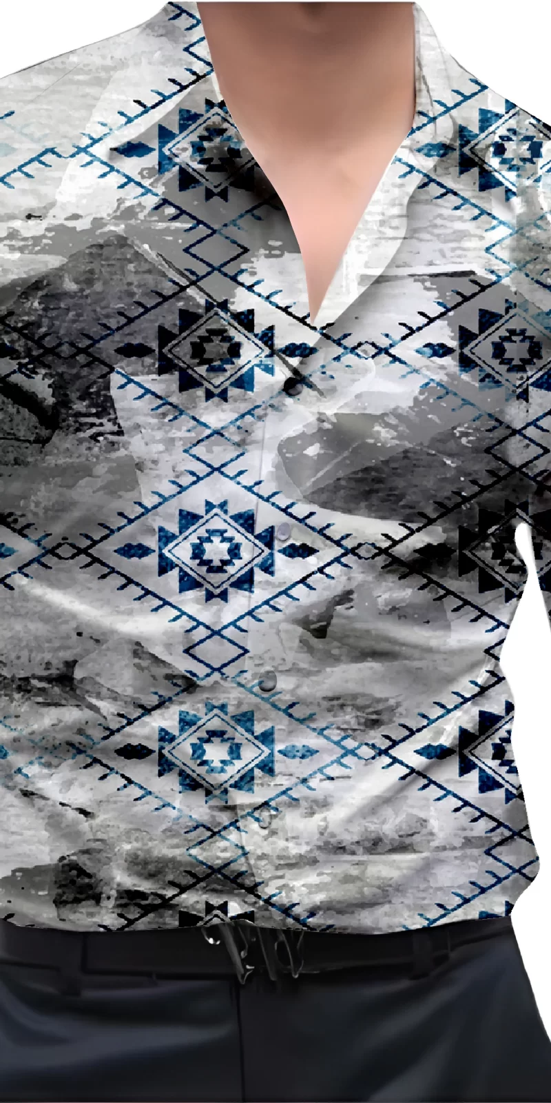 Grey And White Mens Wear Printed Shirt