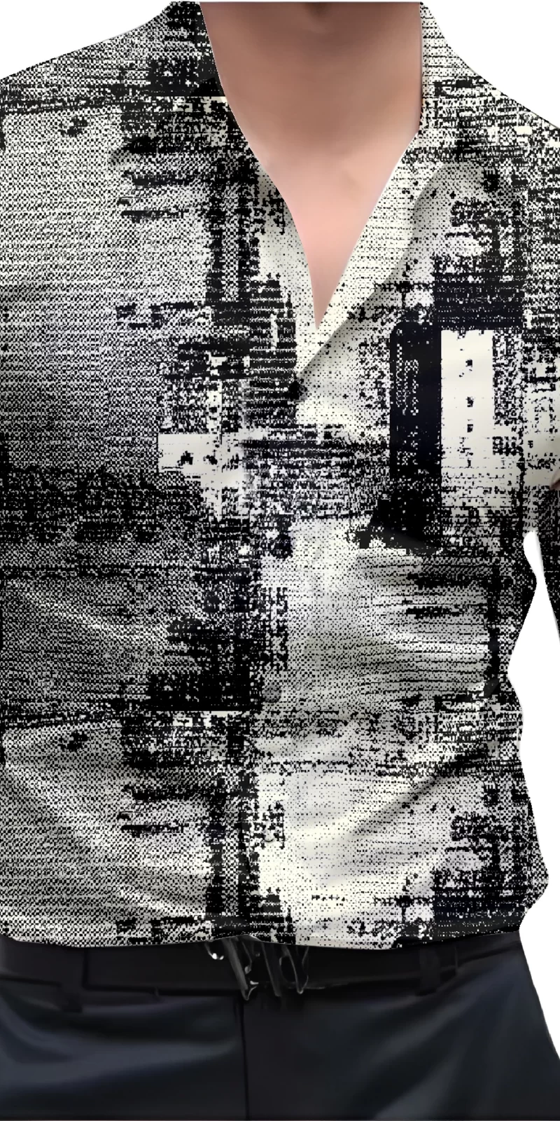 Black And White Mens Wear Printed Shirt