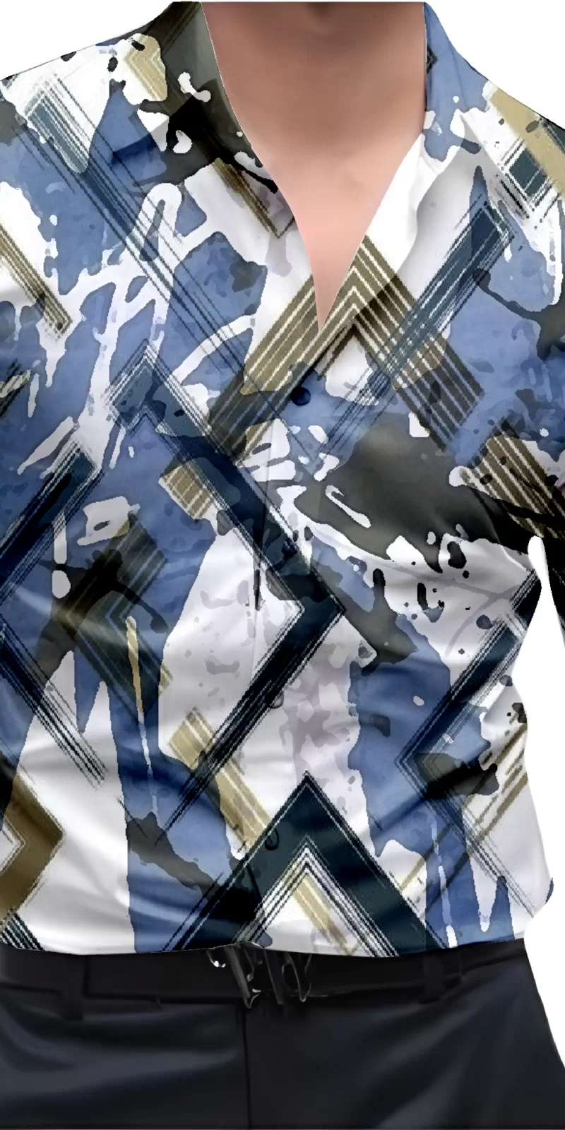 Blue And White Mens Wear Printed Shirt