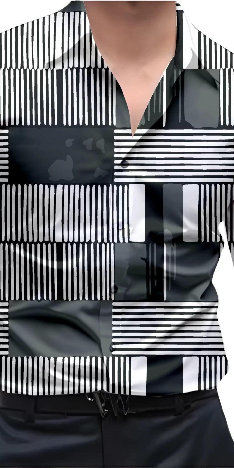 Grey And White Mens Wear Printed Shirt