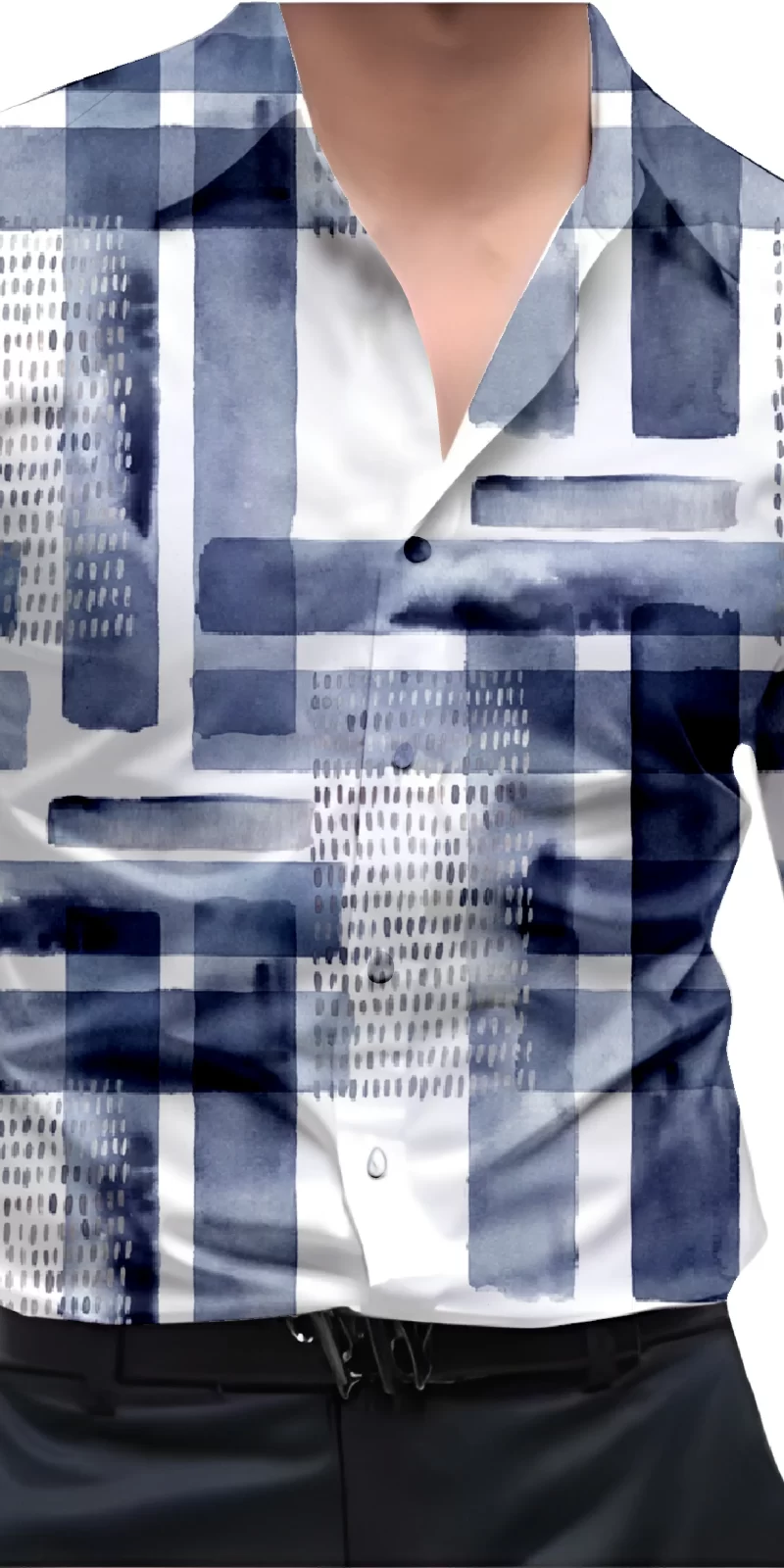 Blue And White Mens Wear Printed Shirt