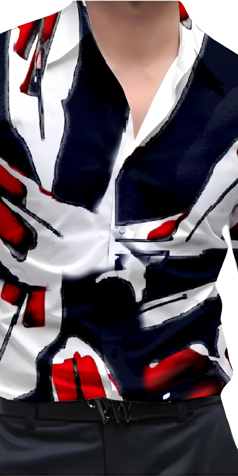 Red And White Mens Wear Printed Shirt
