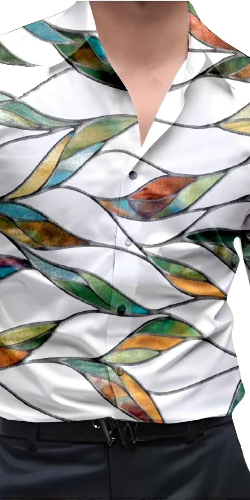 Green And White Mens Wear Printed Shirt