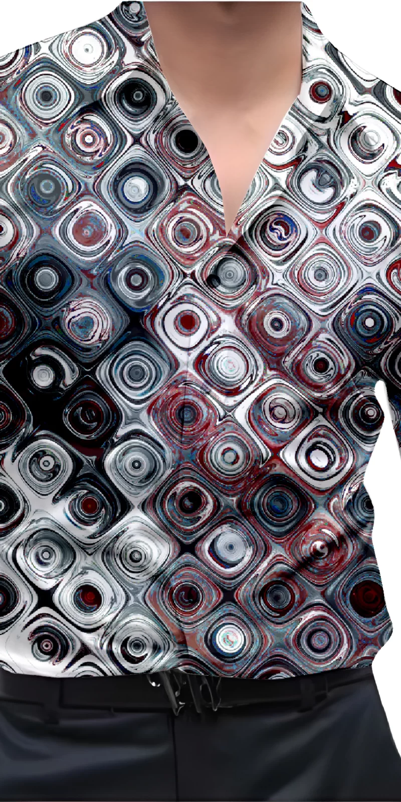 Grey And Maroon Mens Wear Printed Shirt