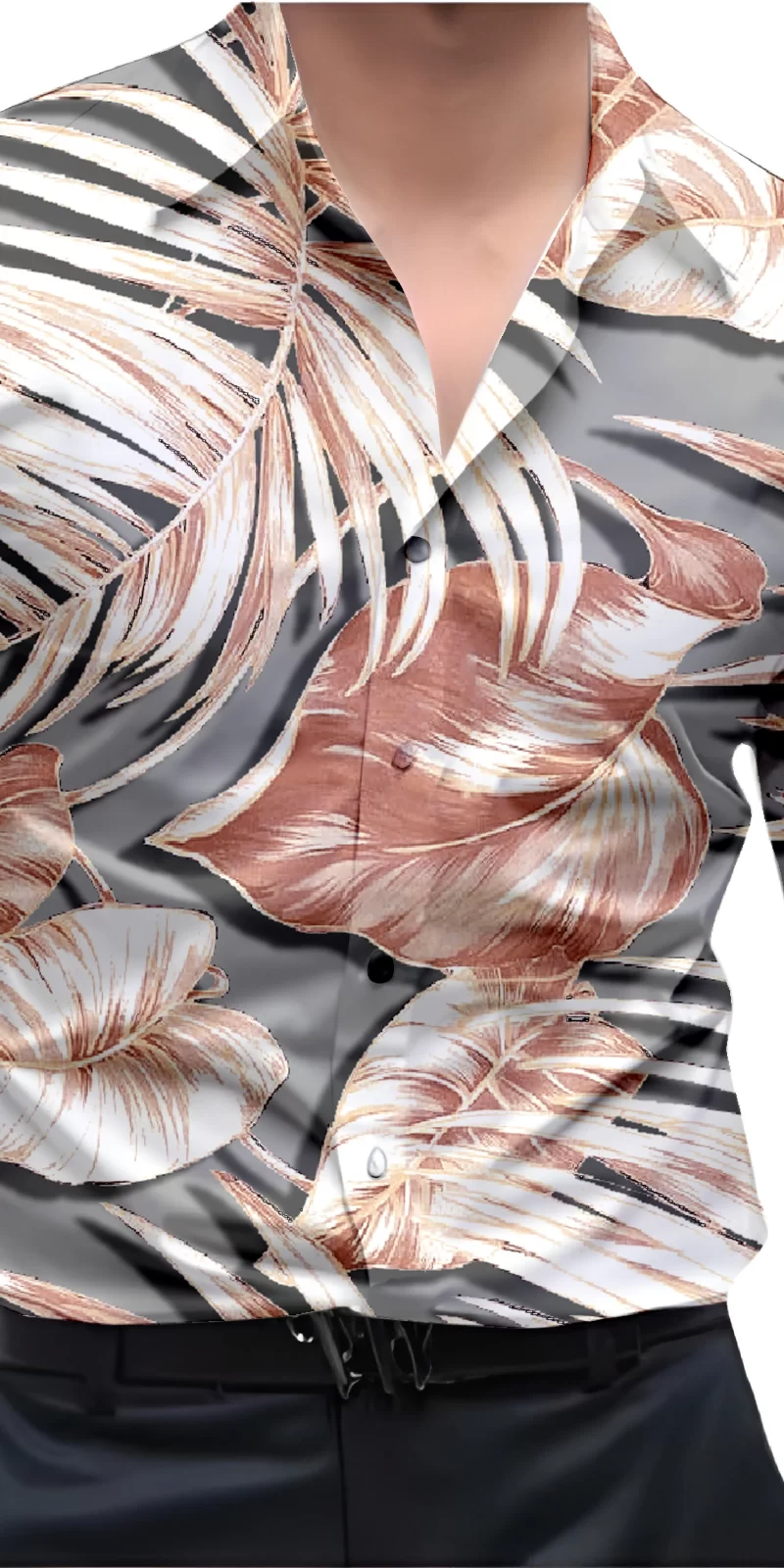Grey And White Mens Wear Printed Shirt