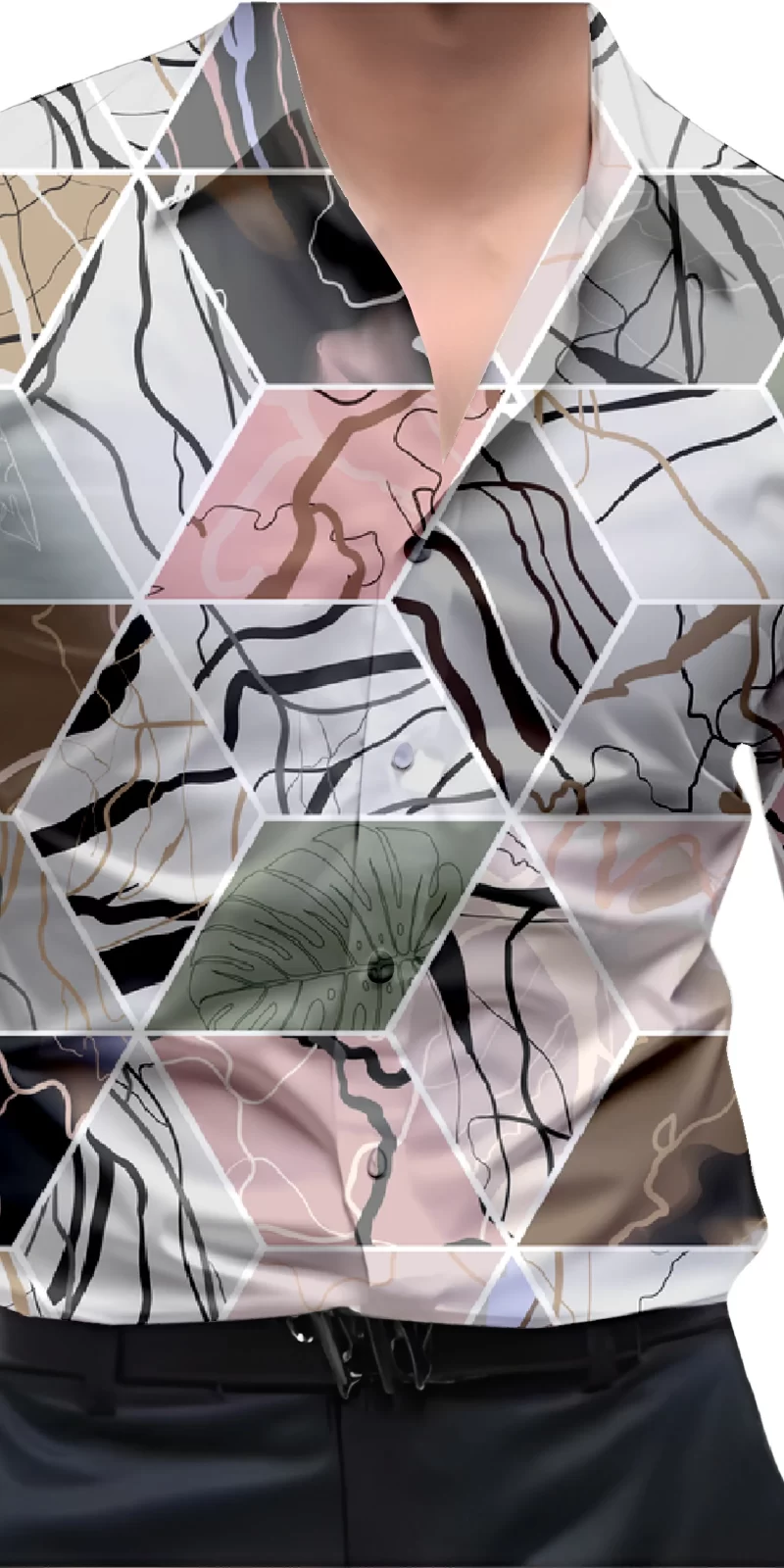 Grey And White Mens Wear Printed Shirt