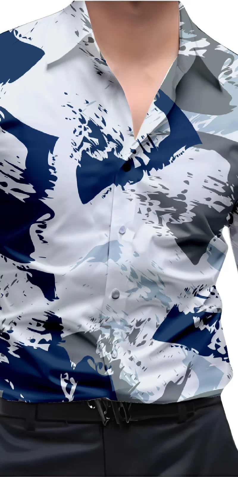 Blue And White Mens Wear Printed Shirt