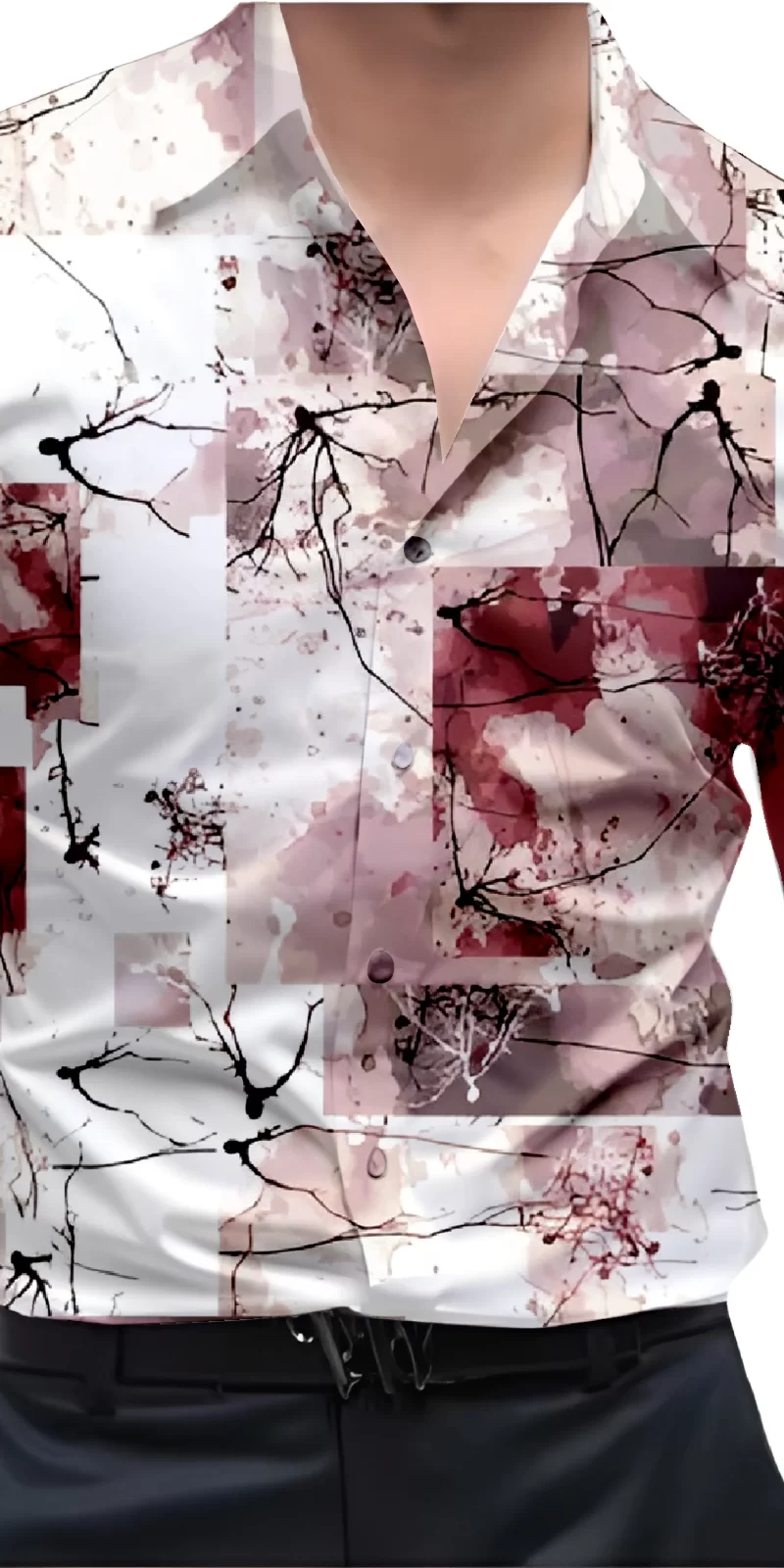 Maroon And White Mens Wear Printed Shirt