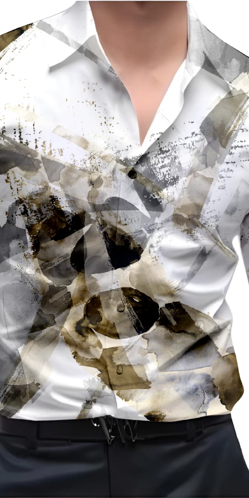 Grey And White Mens Wear Printed Shirt