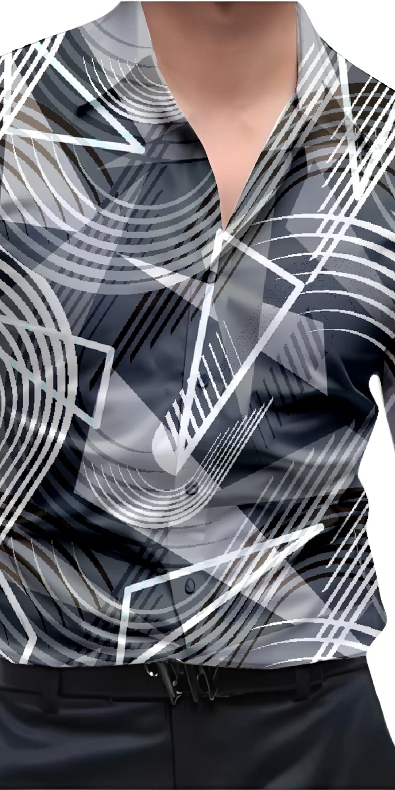 Grey And White Mens Wear Printed Shirt