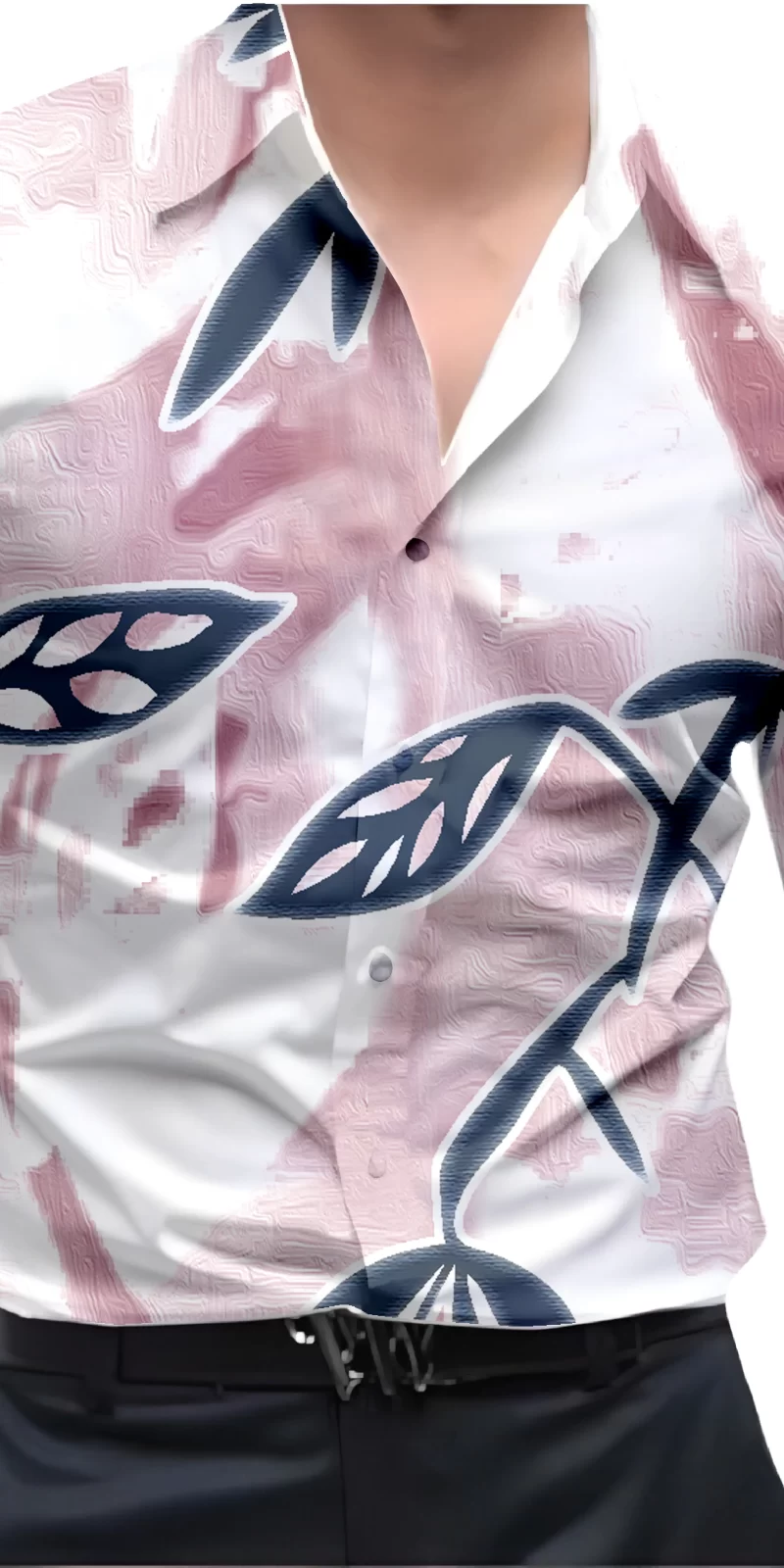 Pink And White Mens Wear Printed Shirt
