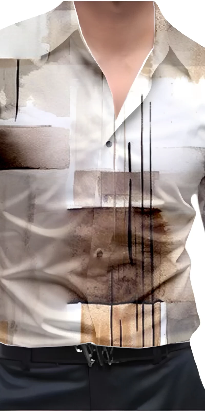 Brown And White Mens Wear Printed Shirt