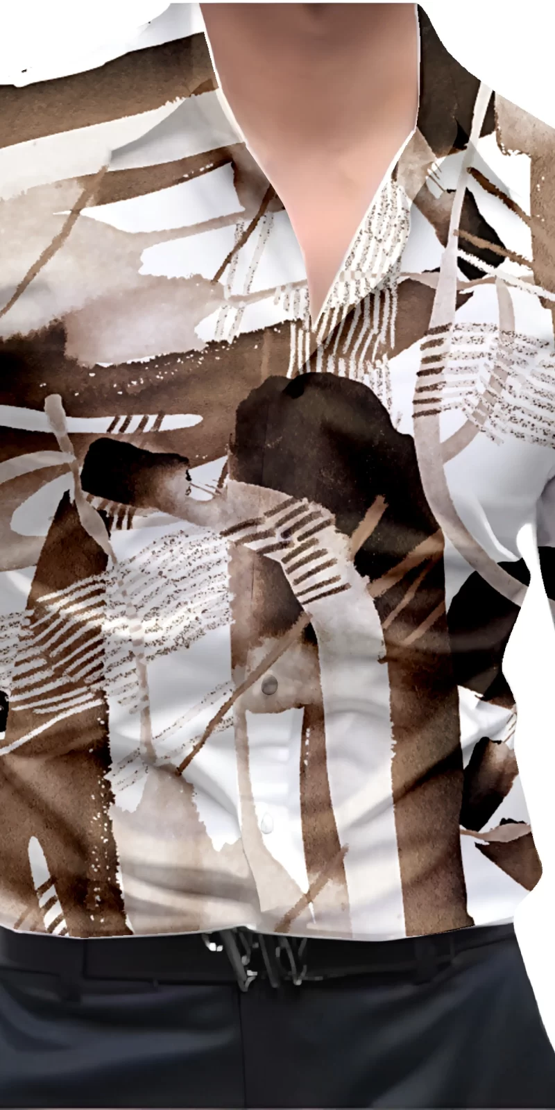 Brown And White Mens Wear Printed Shirt