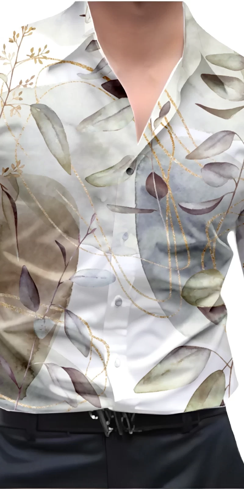 Grey And White Mens Wear Printed Shirt