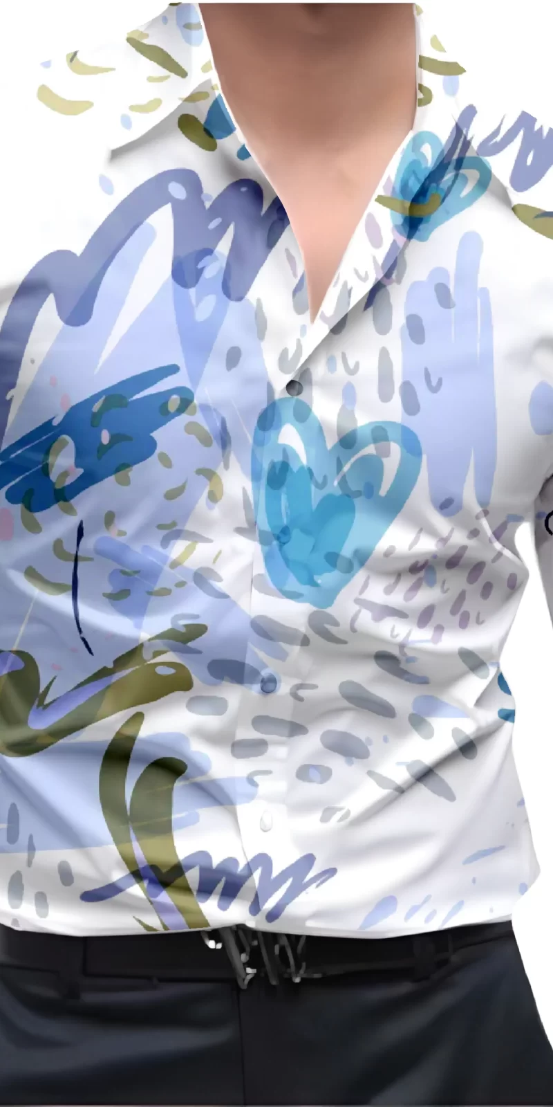 Blue And White Mens Wear Printed Shirt