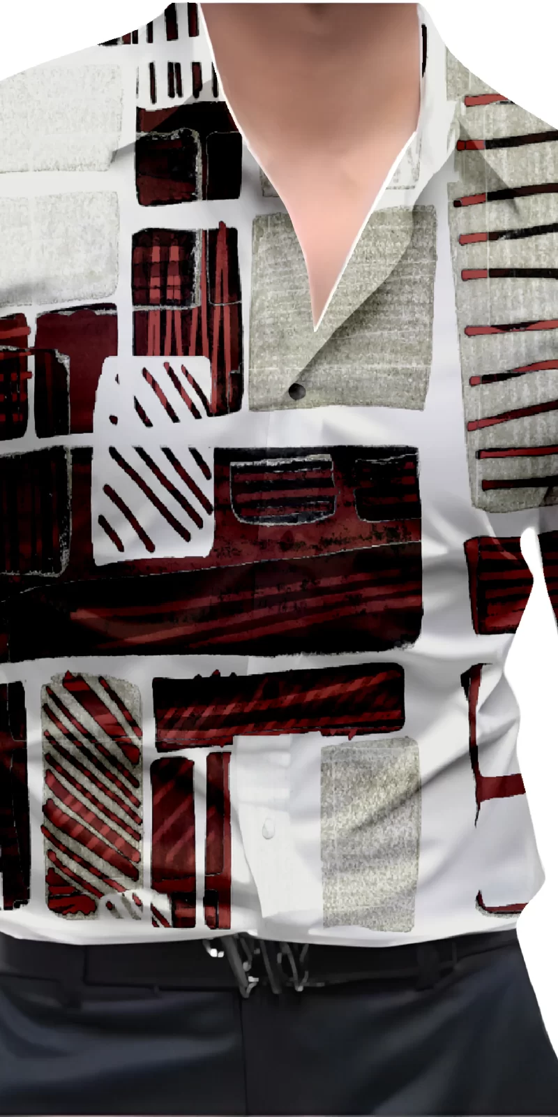 Maroon And White Mens Wear Printed Shirt